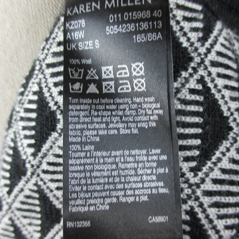 Karen Millen Turtleneck Black White 100% Wool Pullover Chic Warm - Picture 7 of 7